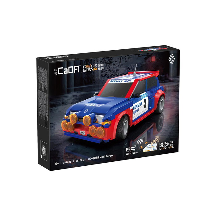 CADA Renault 5 Maxi Turbo Escala 1:20 282 Piezas C51095W Vehículo de Construcción con Mando 2.4G y App, +6 Años