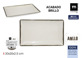 Inde Bandeja Melamina Brillo Anllo 29.9 cm x 19.9 cm x 2.3 cm La Mediterrane (12 Unidades)