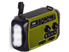Trevi RA 7F30 BT Radio Portátil Analógica AM/FM/SO Bluetooth con Carga Solar y Dinamo, USB, MP3, MicroSD, Color Negro y Verde