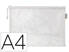 Liderpapel Bolsa Zipper Bag de Poliéster Transpirable Multiusos DIN A4 Blanco