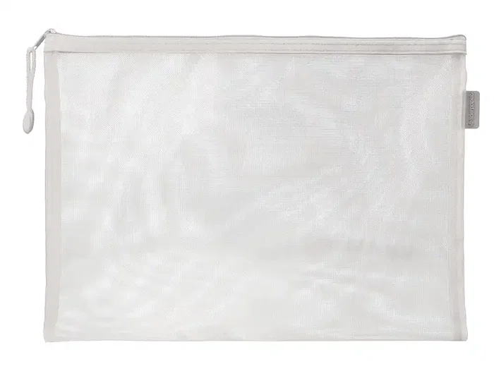 Liderpapel Bolsa Zipper Bag de Poliéster Transpirable Multiusos DIN A4 Blanco