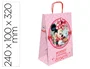 Basika - Bolsa de regalo con asa retorcida Minnie y Mickey Mouse de papel celulosa 90 g - 240x100x320 mm