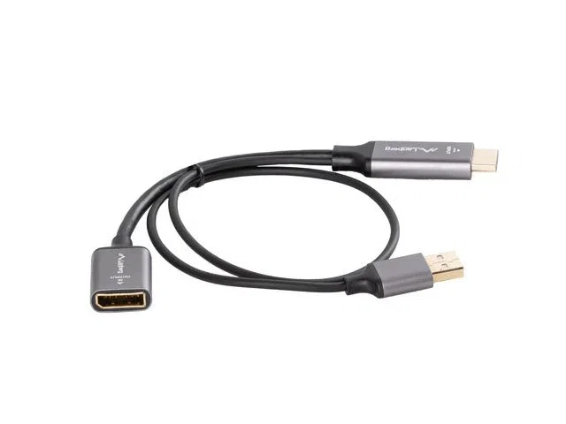 Adapter hdmi(m)-displayport(f)4k na kablu 20cm srebrny
