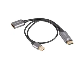 Adapter hdmi(m)-displayport(f)4k na kablu 20cm srebrny