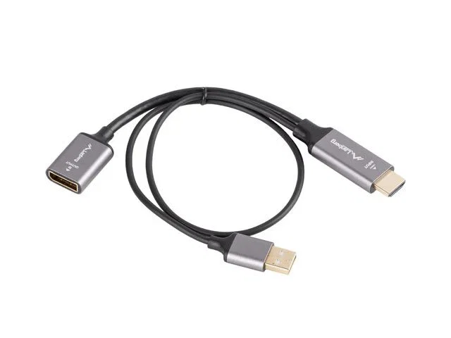 Adapter hdmi(m)-displayport(f)4k na kablu 20cm srebrny
