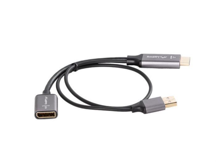 Lanberg Adaptador HDMI tipo A a DisplayPort, 4K UHD 3840x2160 a 144Hz, HDMI 2.0, DP 1.2, 18 Gbit/s, Chapado en Oro, Cable 0.2m, Color Plata