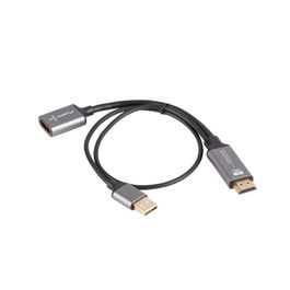 Lanberg Adaptador HDMI tipo A a DisplayPort, 4K UHD 3840x2160 a 144Hz, HDMI 2.0, DP 1.2, 18 Gbit/s, Chapado en Oro, Cable 0.2m, Color Plata