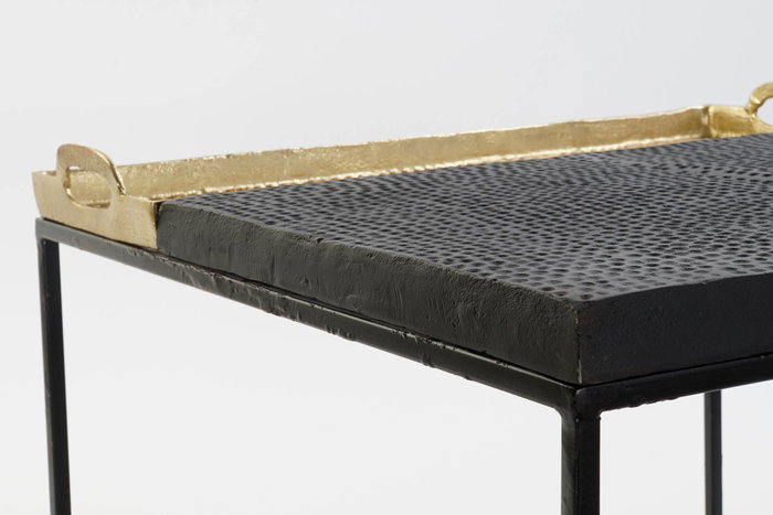 DKD Home Decor Mesa de Centro de Acero y Aluminio con Bandeja, Dorado y Negro DKD Home Decor Mesa de Centro de Acero y Aluminio con Bandeja, Dorado y Negro