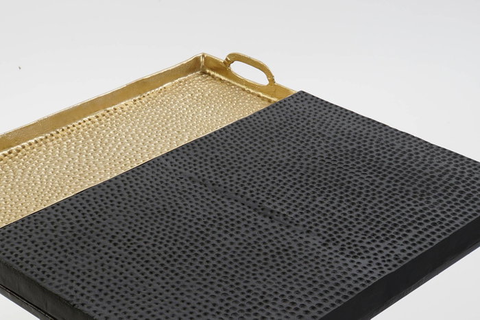 DKD Home Decor Mesa de Centro de Acero y Aluminio con Bandeja, Dorado y Negro DKD Home Decor Mesa de Centro de Acero y Aluminio con Bandeja, Dorado y Negro