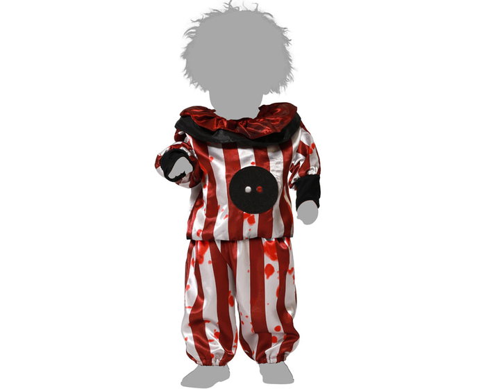 Disfraz Payaso Diabólico Bebé 12-24 Meses Traje Rayas Rojo Blanco Gola Halloween Disfraz Payaso Diabólico Bebé 12-24 Meses Traje Rayas Rojo Blanco Gola Halloween
