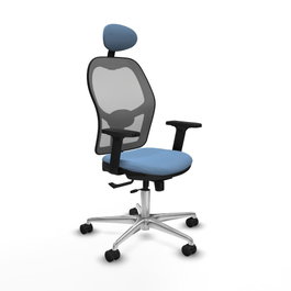 PIQUERAS Y CRESPO Silla de oficina Jorquera con mecanismo Sincro/Traslack, Azul cielo y Gris