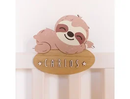 Wondee Placa de Pared Personalizable Lazy Bear para Habitación Infantil, Decoración de Madera Sostenible