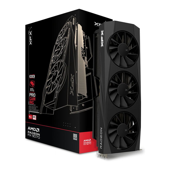 XFX Tarjeta Gráfica Radeon RX 9070 16GB GDDR6 Quicksilver Gaming OC 3 Ventiladores