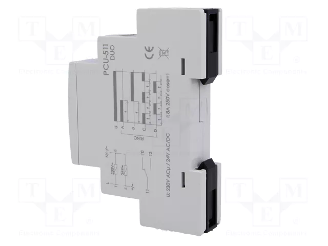 F&F Relé de tiempo PCU-511-DUO SPDT 250VAC/8A