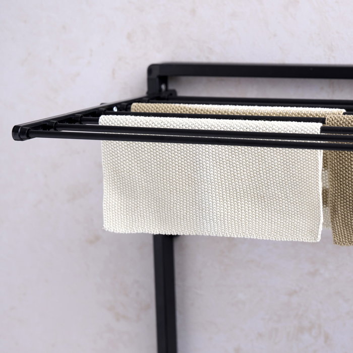 Day Tendedero Negro Pared 7 Metros de Espacio de Secado Alta Capacidad Carga Interior Exterior ABS Acero