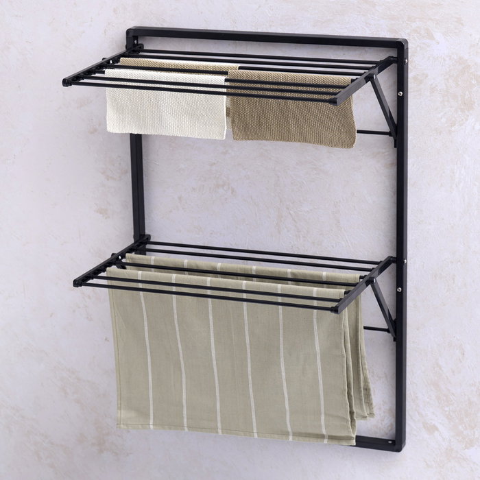 Day Tendedero Negro Pared 7 Metros de Espacio de Secado Alta Capacidad Carga Interior Exterior ABS Acero