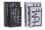 DKD Home Decor Set de 2 Cajas Libro PU y MDF Surtidas