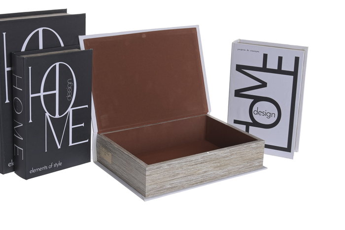 DKD Home Decor Set de 2 Cajas Libro PU y MDF Surtidas DKD Home Decor Set de 2 Cajas Libro PU y MDF Surtidas