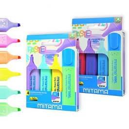 Mitama Estuche de 4 Marcadores Flúor Pastel