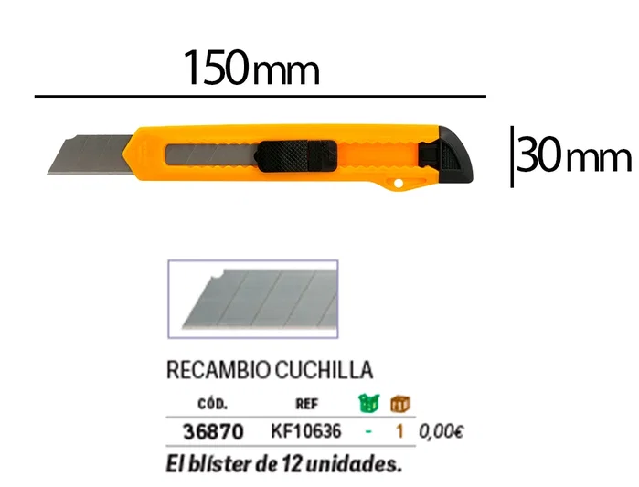 Q-connect XD-11 Cutter Retráctil de Plástico Ancho Cuchilla 18 mm, Accesorio de Oficina y Manualidades, Blíster 1 Unidad