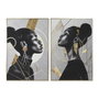 DKD Home Decor Set de 2 Cuadros en Lienzo 82x3,5x122 cm Negro y Dorado