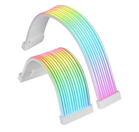 Mars Gaming MCA-24X Cable de Extensión ARGB 24-Pin para Placa Base, Sincronización con Placas Base ARGB, LEDs Ultrabrillantes, Silicona Flexible, Color Blanco