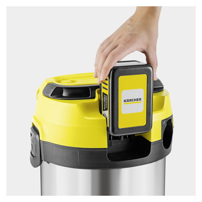 Kärcher WD 3-18 S V-17/20 Aspiradora de tambor inalámbrica, 17 L, Acero Inoxidable Kärcher WD 3-18 S V-17/20 Aspiradora de tambor inalámbrica, 17 L, Acero Inoxidable