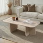 Hanah Home - Akira - Travertine, Mesa de Centro de Travertino, 120x60x41 cm, Tablero de Melamina, Color Travertino