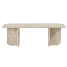 Hanah Home - Akira - Travertine, Mesa de Centro de Travertino, 120x60x41 cm, Tablero de Melamina, Color Travertino