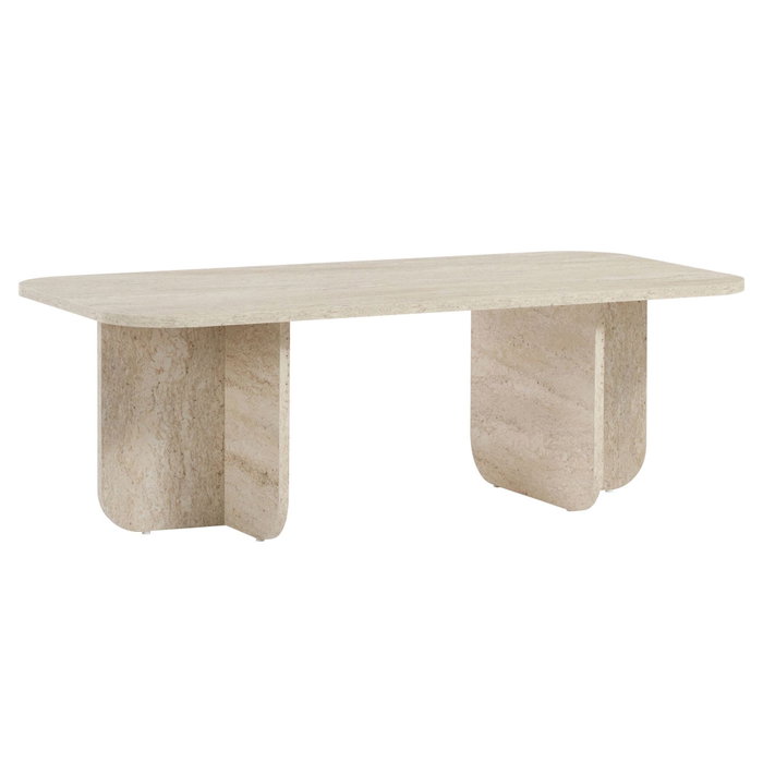 Hanah Home - Akira - Travertine, Mesa de Centro de Travertino, 120x60x41 cm, Tablero de Melamina, Color Travertino