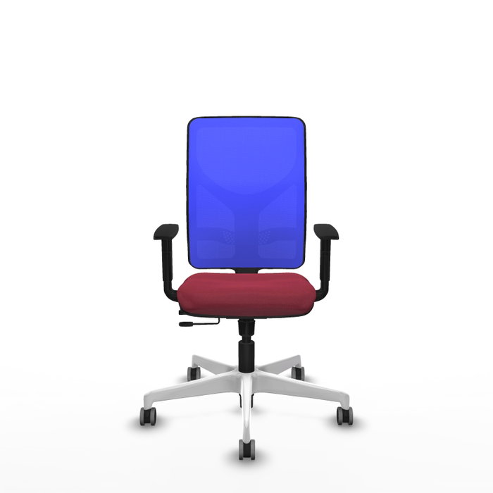 PIQUERAS Y CRESPO Silla de oficina Motilla con mecanismo Sincro/Traslack, Tela Granate y Malla Azul