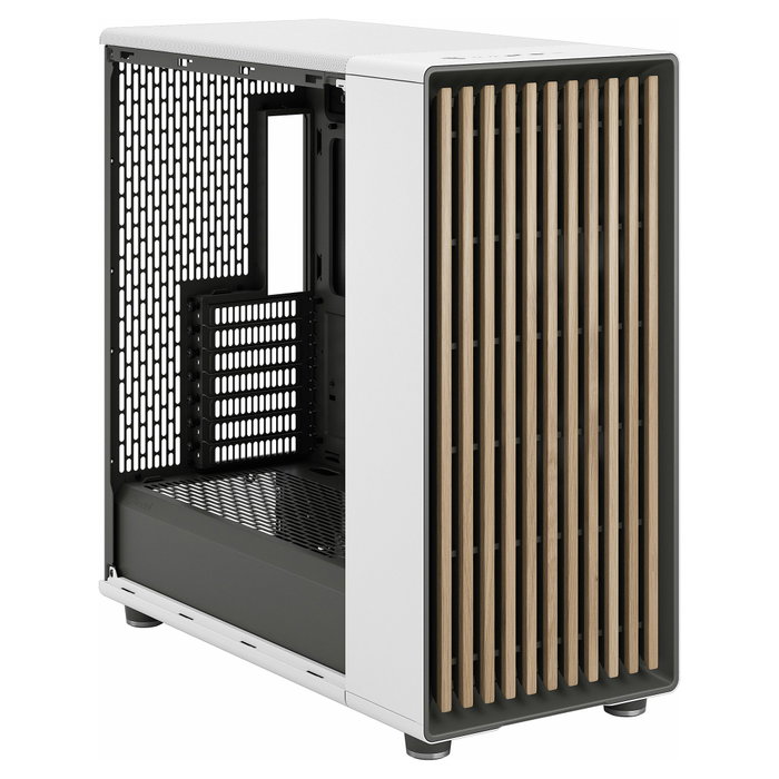 Fractal Design North XL - Caja PC Gaming Midi Tower (ATX/E-ATX) en Color Blanco Tiza con Panel Frontal de Madera, Incluye 3 Ventiladores 140 mm