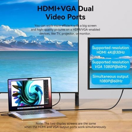 Vention THTHC Dock USB-C con HDMI, VGA, 3xUSB, RJ45, PD, Lector Tarjetas y Jack 3.5mm