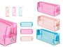 Pincello Estuche Transparente Plástico Azul, Salmon, Rosa 22 x 8.5 x 5.5 cm (Set de 24)