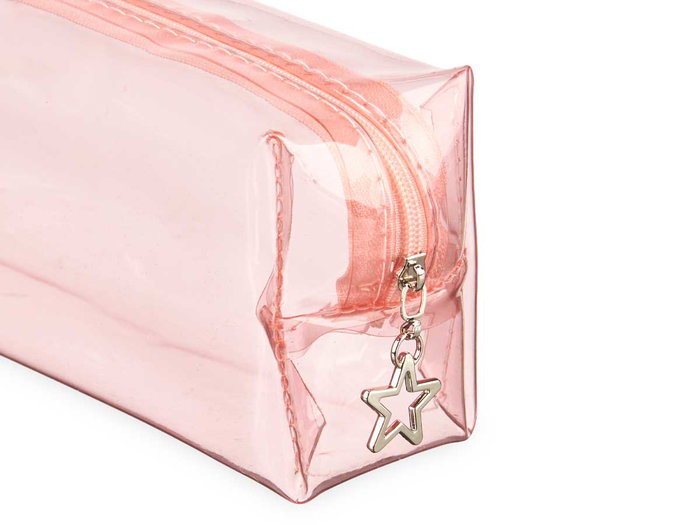 Pincello Estuche Transparente Plástico Azul, Salmon, Rosa 22 x 8.5 x 5.5 cm (Set de 24)