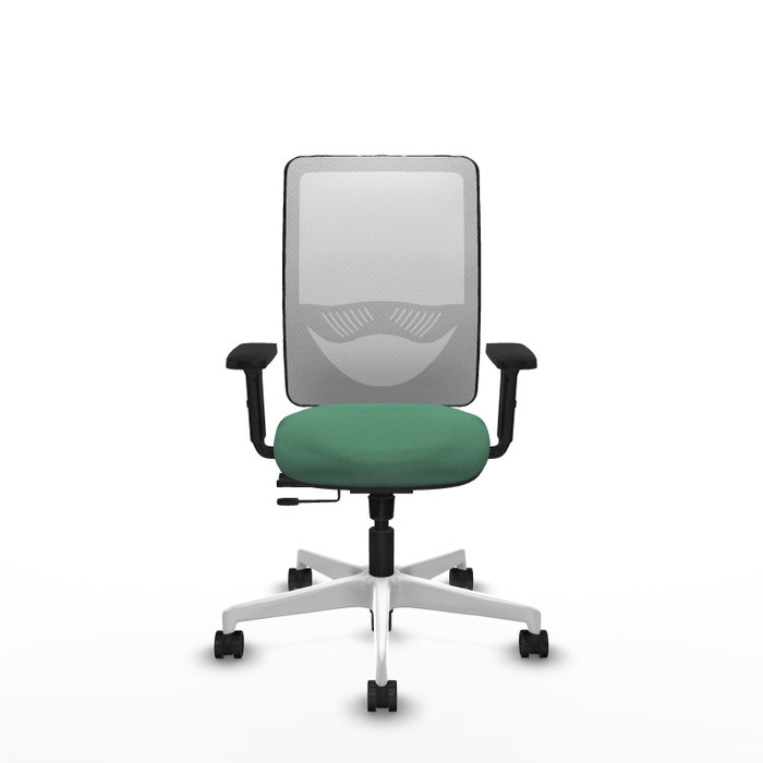 PIQUERAS Y CRESPO Silla de oficina Zulema con mecanismo Sincro/Traslack, Verde esmeralda y Blanco
