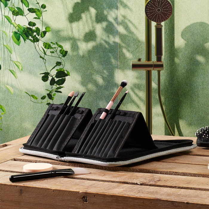 Cosmetic Club Estuche para 15 Brochas y Pinceles Maquillaje con Posición de Caballete de Poliuretano