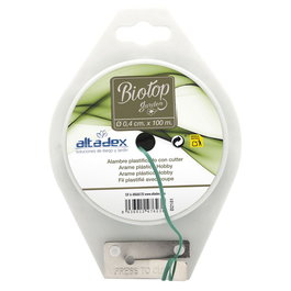 Biotop Alambre plastificado verde Ø2 mm x 100 m para Jardín y Huerto con cortador incorporado