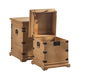 DKD Home Decor Baúl Oriental Natural Marron Claro Abeto Metal Set 2 Piezas 48x61x48 cm Hecho a Mano