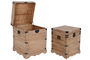 DKD Home Decor Baúl Oriental Natural Marron Claro Abeto Metal Set 2 Piezas 48x61x48 cm Hecho a Mano