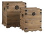 DKD Home Decor Baúl Oriental Natural Marron Claro Abeto Metal Set 2 Piezas 48x61x48 cm Hecho a Mano