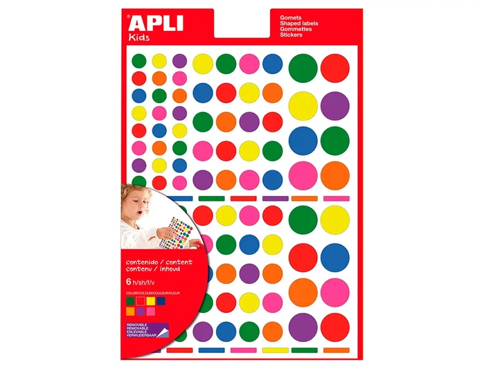 Apli Gomets Autoadhesivos Formas Surtidas Multicolor Blíster de 6 Hojas