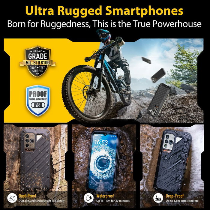 Ulefone ULEAR30B Armor 30 Smartphone 12GB RAM 512GB Almacenamiento 6.95" Android 15 Helio G100 Negro