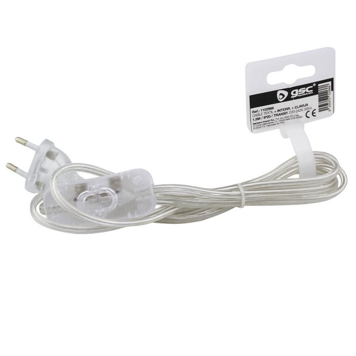 GSC Evolution Cable de conexión plano con interruptor 2x0.75mm 1,5M Transparente
