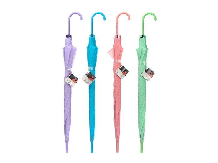 Arte Regal Paraguas Infantil de Niños, Colores Lisos Surtidos (Azul, Morado, Rosa, Verde), Dimensiones 72 x 7.5 x 4 cm (Set de 24)