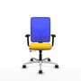 PIQUERAS Y CRESPO Silla de oficina Motilla con mecanismo Sincro/Traslack, Amarillo y Azul