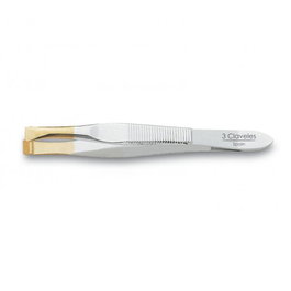 Tres Claveles Pinza de Depilar Ancha 8 cm con Punta Dorada
