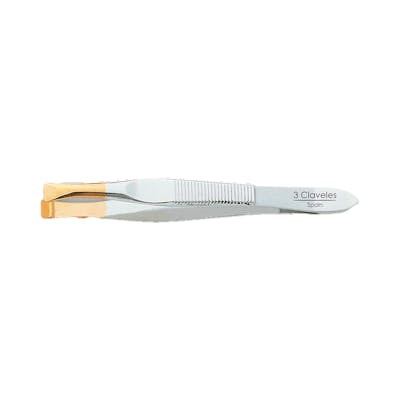 Tres Claveles Pinza de Depilar Ancha 8 cm con Punta Dorada