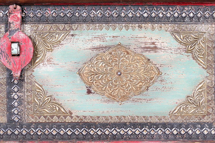 Giner y Colomer Baúl Madera de Mango Rojo Envejecido y Cerezo 45x116x40 cm