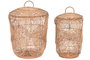 DKD Home Decor Set de 2 Cestas de Ratán con Tapa Libet